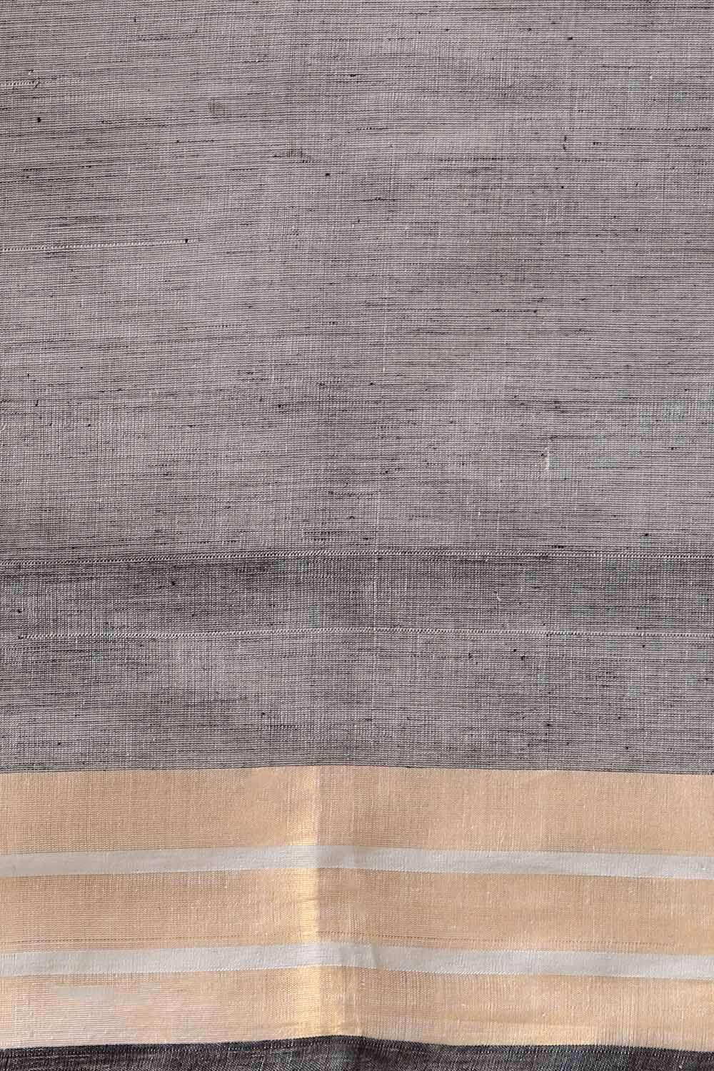 Black Pure Khadi Cotton Ponduru Jamdani Saree image number null