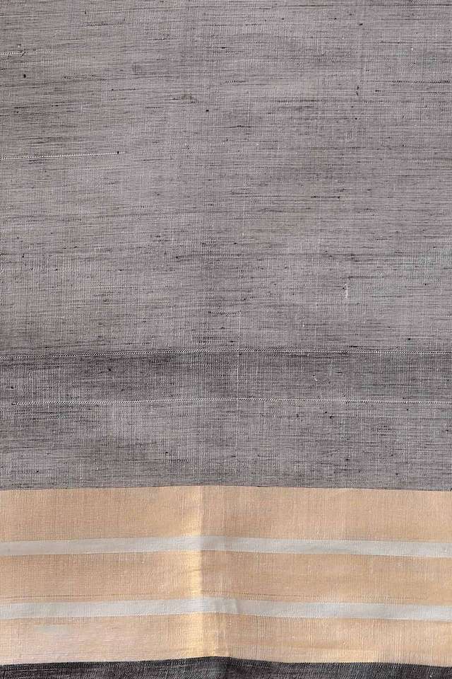 Black Pure Khadi Cotton Ponduru Jamdani Saree thumbnail image number null