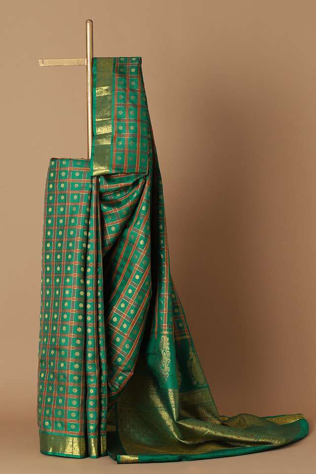 Green Pure Silk Kanjivaram Saree image number