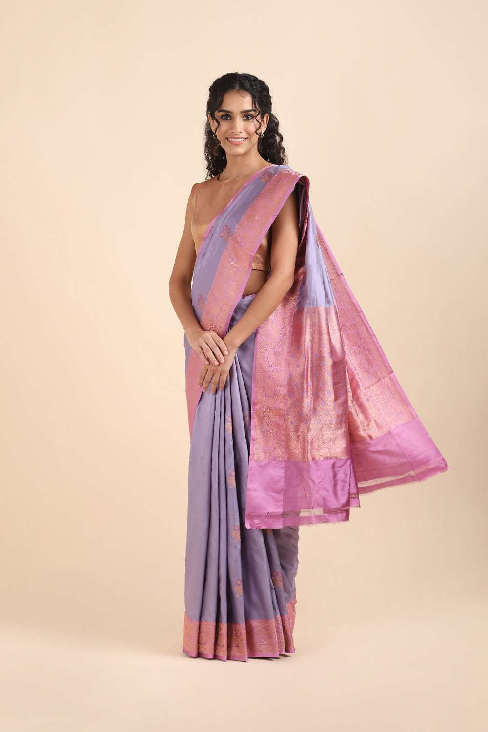 Grey Pure Silk Banarasi Saree image number null