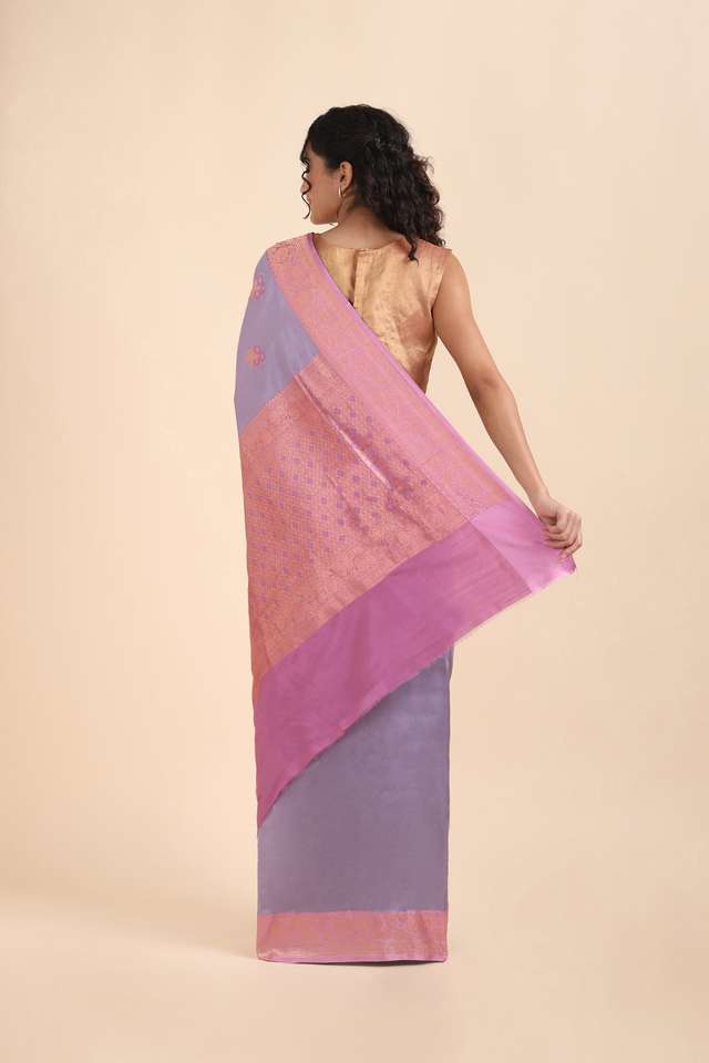 Grey Pure Silk Banarasi Saree thumbnail image number null