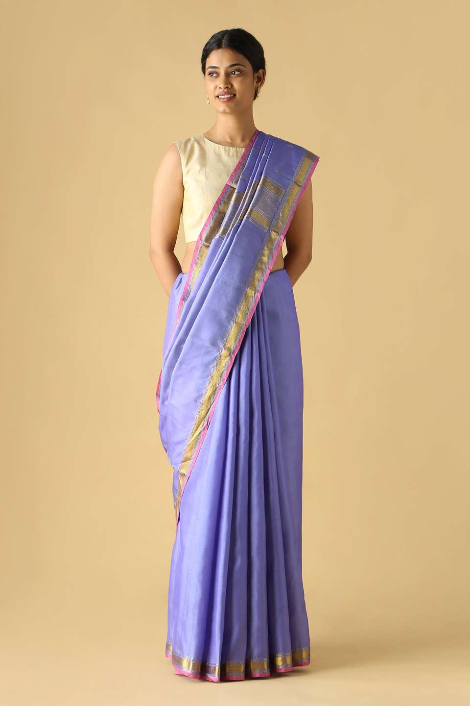 Violet Pure Silk Kanjivaram Saree