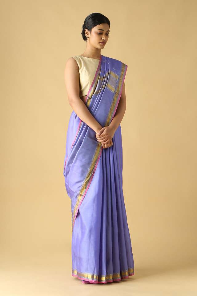 Violet Pure Silk Kanjivaram Saree thumbnail image number null