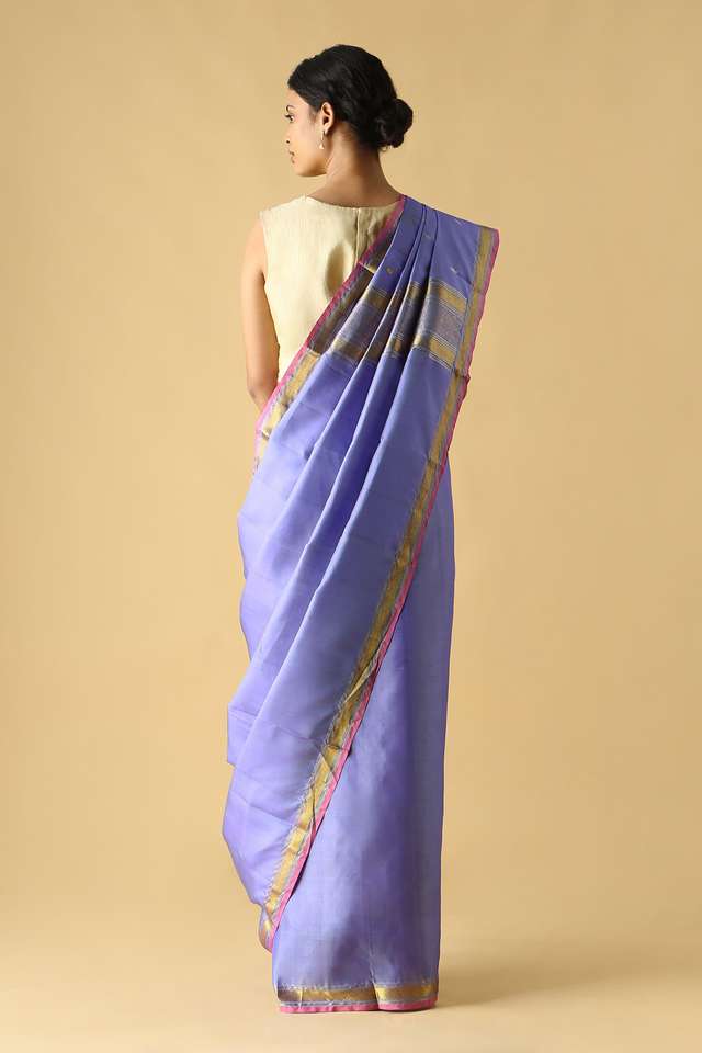 Violet Pure Silk Kanjivaram Saree thumbnail image number null