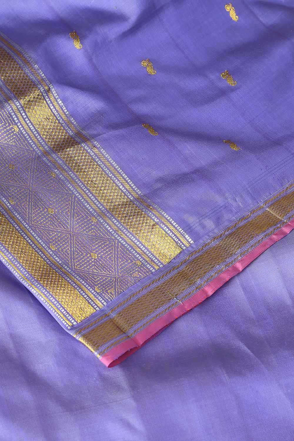 Violet Pure Silk Kanjivaram Saree image number null