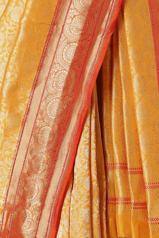 Yellow Pure Silk Banarasi Brocade Saree thumbnail image number null