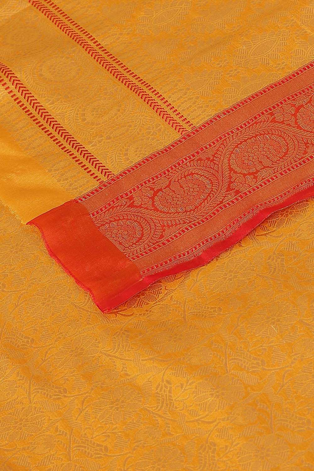 Yellow Pure Silk Banarasi Brocade Saree image number null