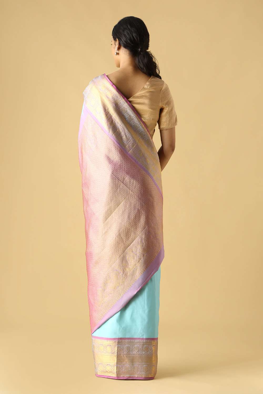 Light Blue Pure Silk Kanjivaram Saree image number null