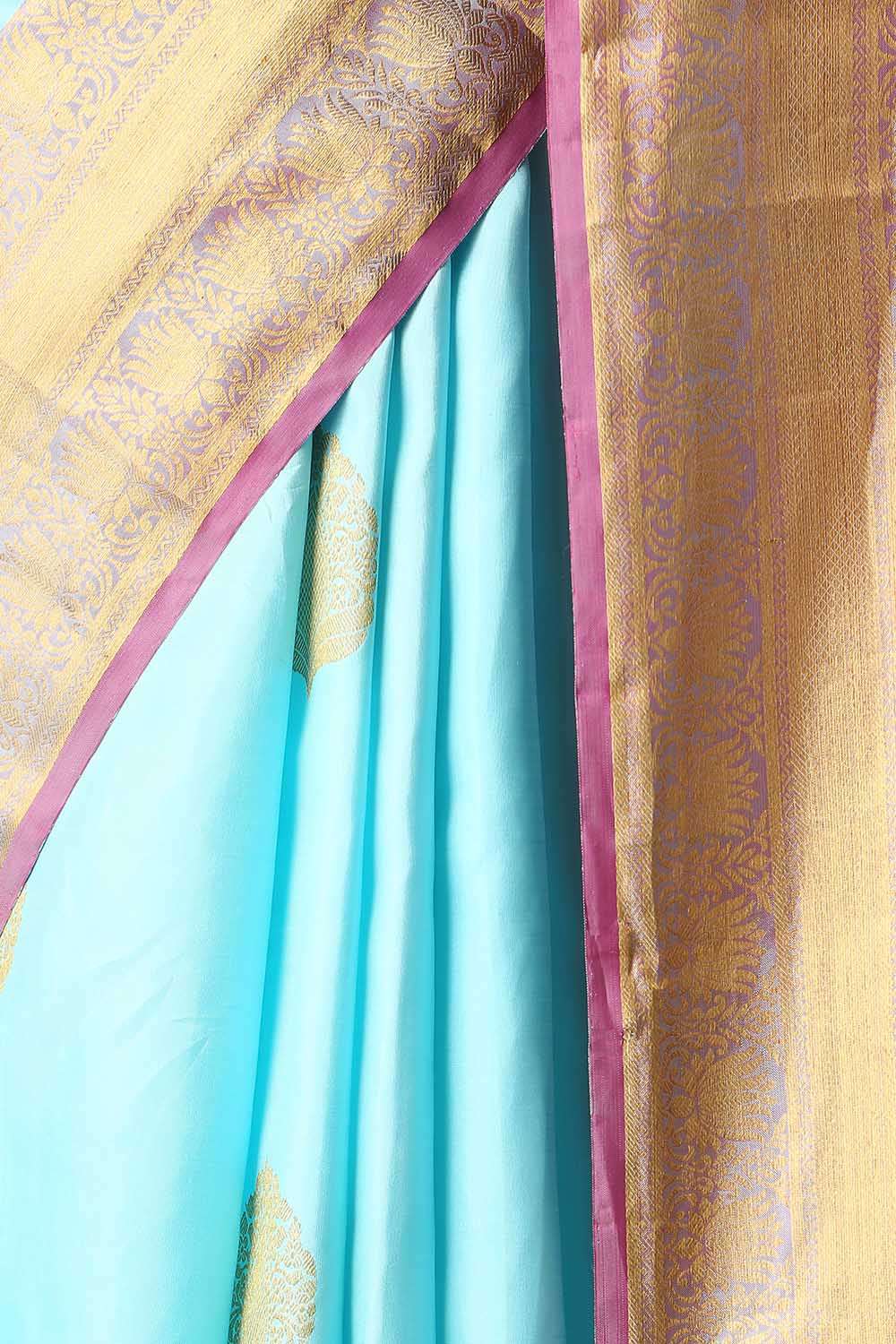 Light Blue Pure Silk Kanjivaram Saree image number null