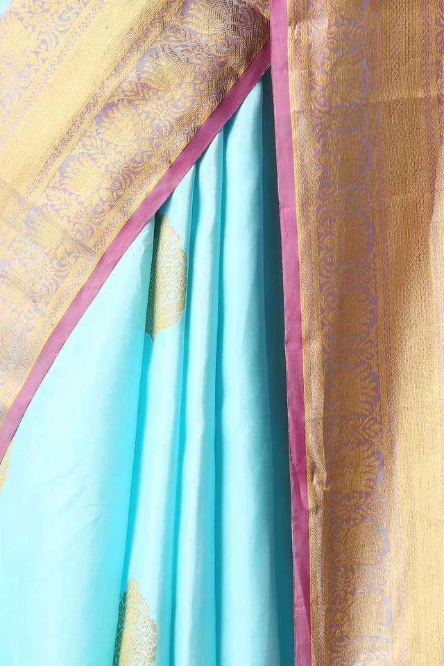 Light Blue Pure Silk Kanjivaram Saree thumbnail image number null