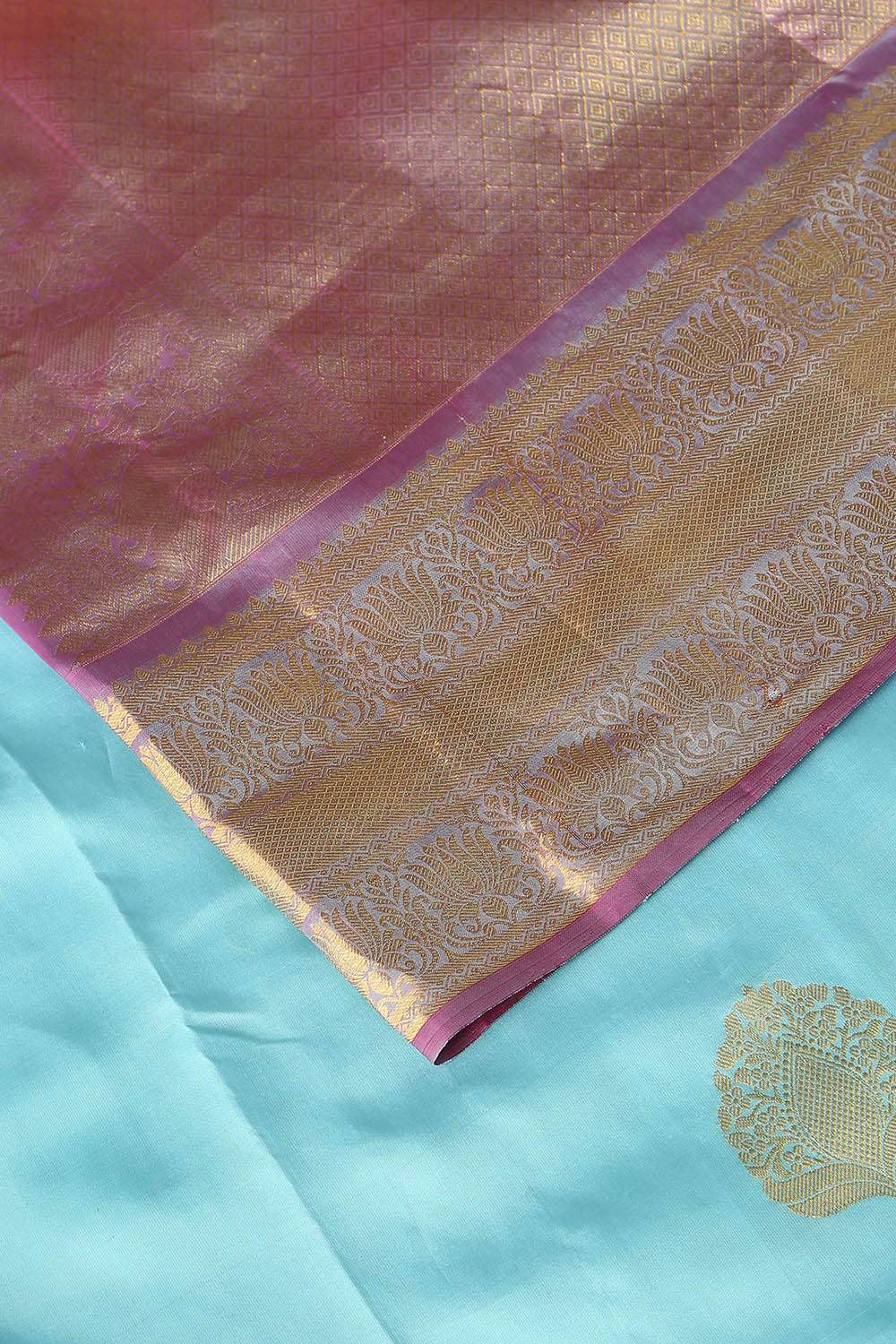 Light Blue Pure Silk Kanjivaram Saree image number null