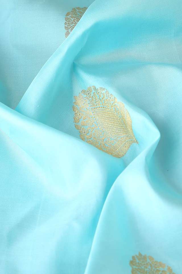 Light Blue Pure Silk Kanjivaram Saree thumbnail image number null
