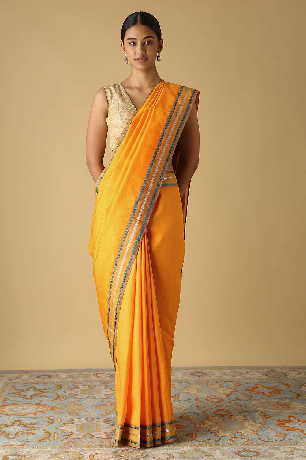 Yellow Pure Silk Kanjivaram Saree image number null