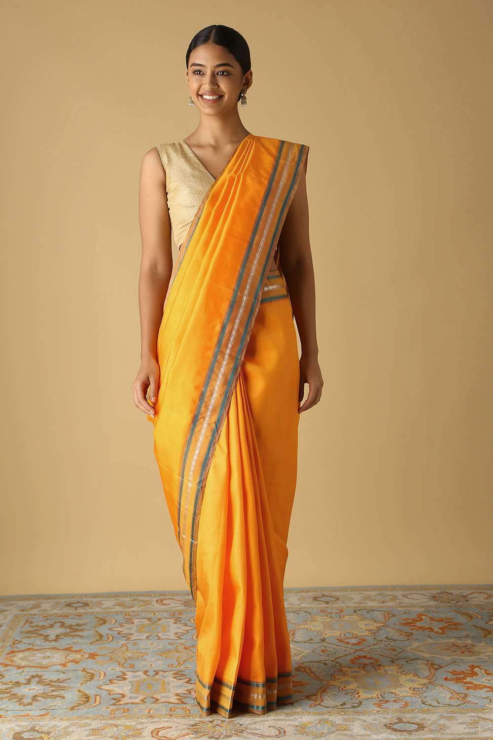 Yellow Pure Silk Kanjivaram Saree image number null