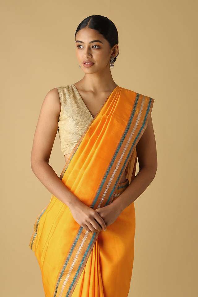 Yellow Pure Silk Kanjivaram Saree thumbnail image number null