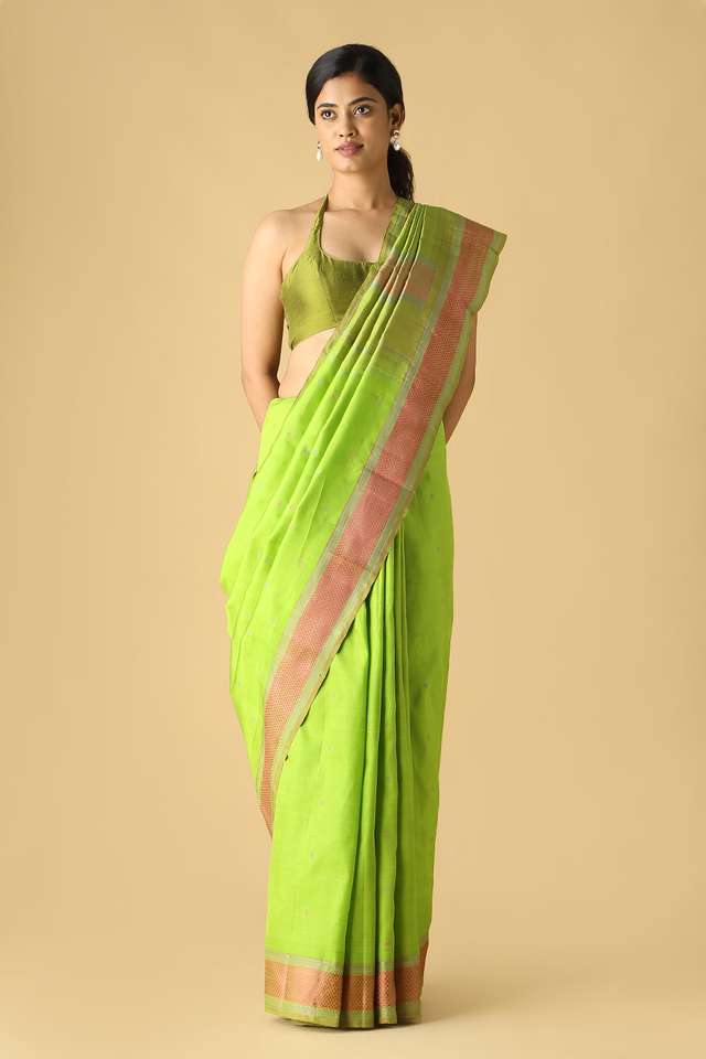Light Green Pure Silk Kanjivaram Saree image number