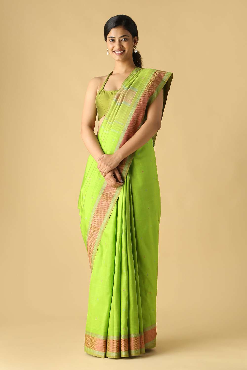 Light Green Pure Silk Kanjivaram Saree image number null