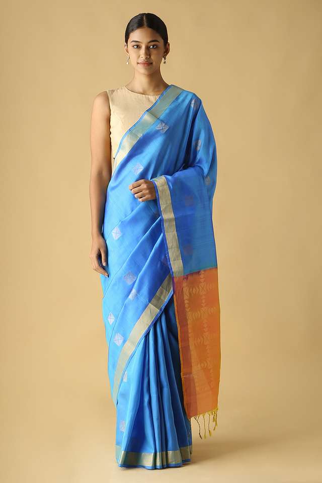Blue Pure Silk South Saree image number