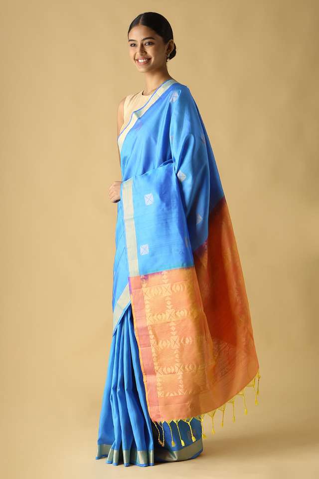 Blue Pure Silk South Saree thumbnail image number null