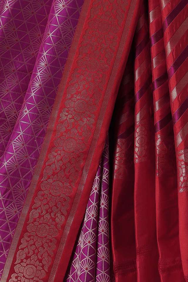 Purple Pure Silk Banarasi Brocade Saree thumbnail image number null