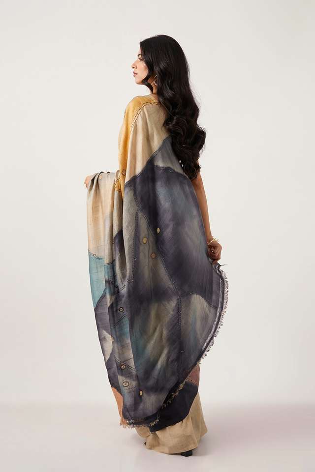 Multicolored Pure Silk Hand Painted Saree thumbnail image number null