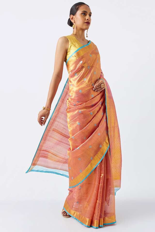 Light Pink Pure Tissue Organza Woven Kanjipuram Saree thumbnail image number null