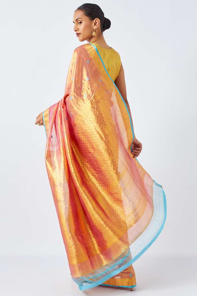 Light Pink Pure Tissue Organza Woven Kanjipuram Saree thumbnail image number null