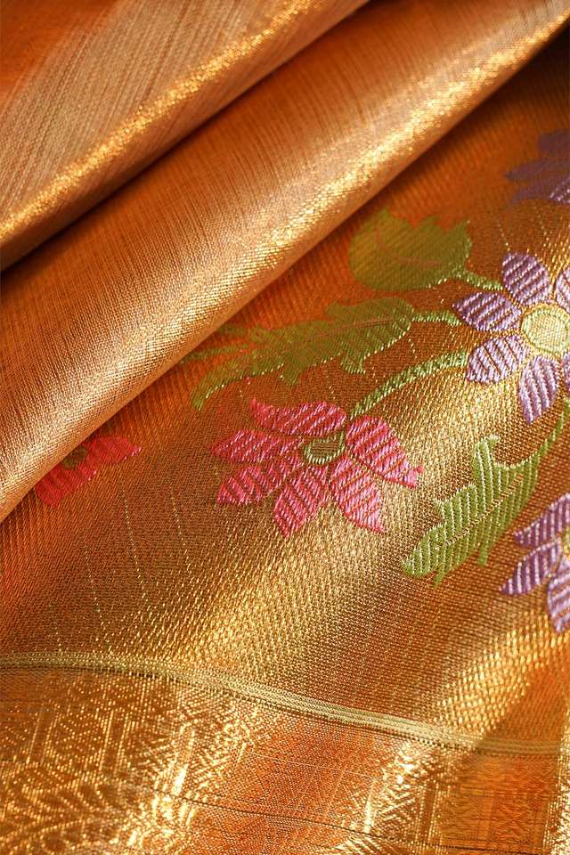 Gold Woven Pure Organza Tissue Kanjivaram Saree thumbnail image number null