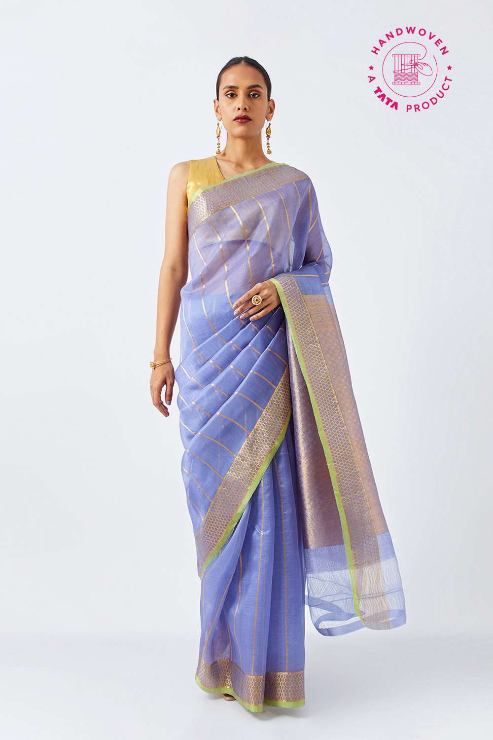 Light Violet Pure Tissue Organza Kanjivaram Saree image number null