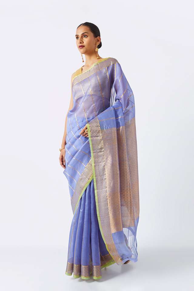 Light Violet Pure Tissue Organza Kanjivaram Saree thumbnail image number null