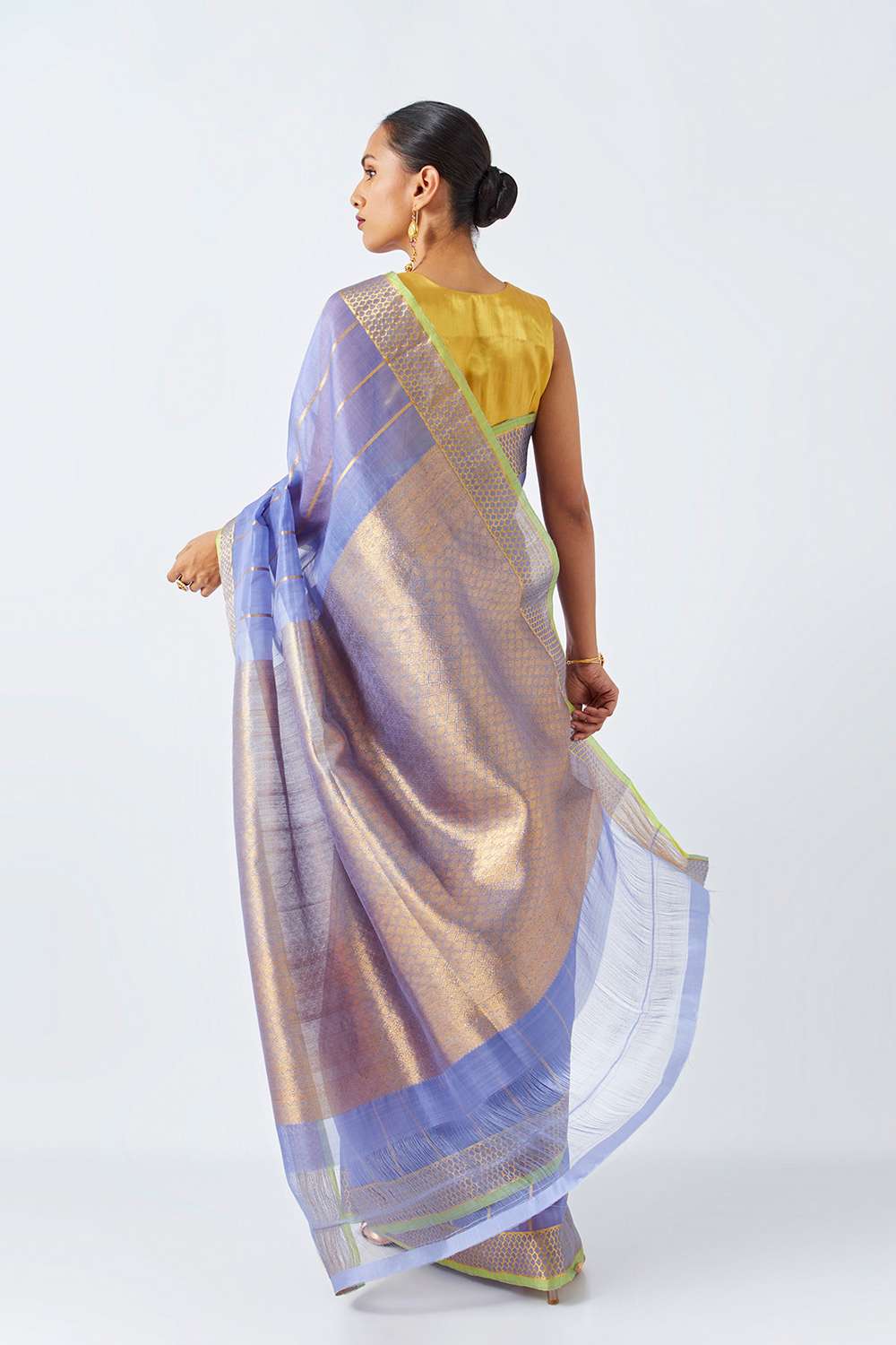Light Violet Pure Tissue Organza Kanjivaram Saree image number null