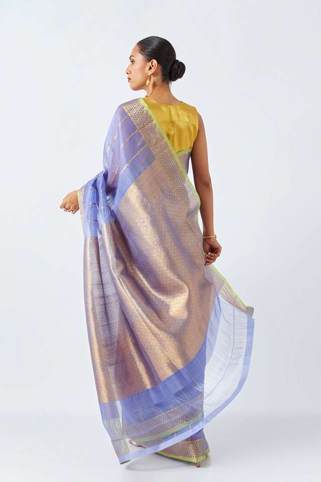 Light Violet Pure Tissue Organza Kanjivaram Saree thumbnail image number null