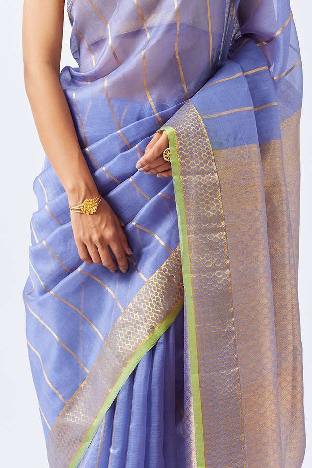 Light Violet Pure Tissue Organza Kanjivaram Saree thumbnail image number null