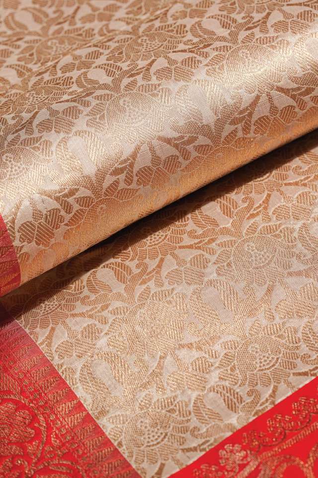 Off White Pure Silk Brocade Banarasi Saree thumbnail image number null