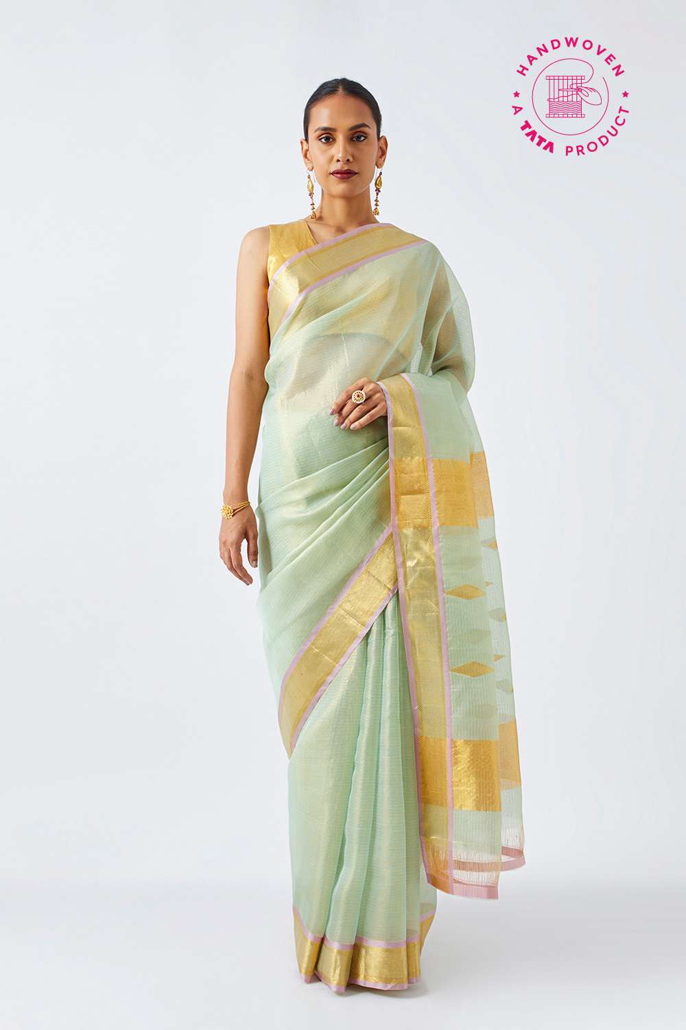 Light Blue Pure Organza Kanjivaram Saree image number null