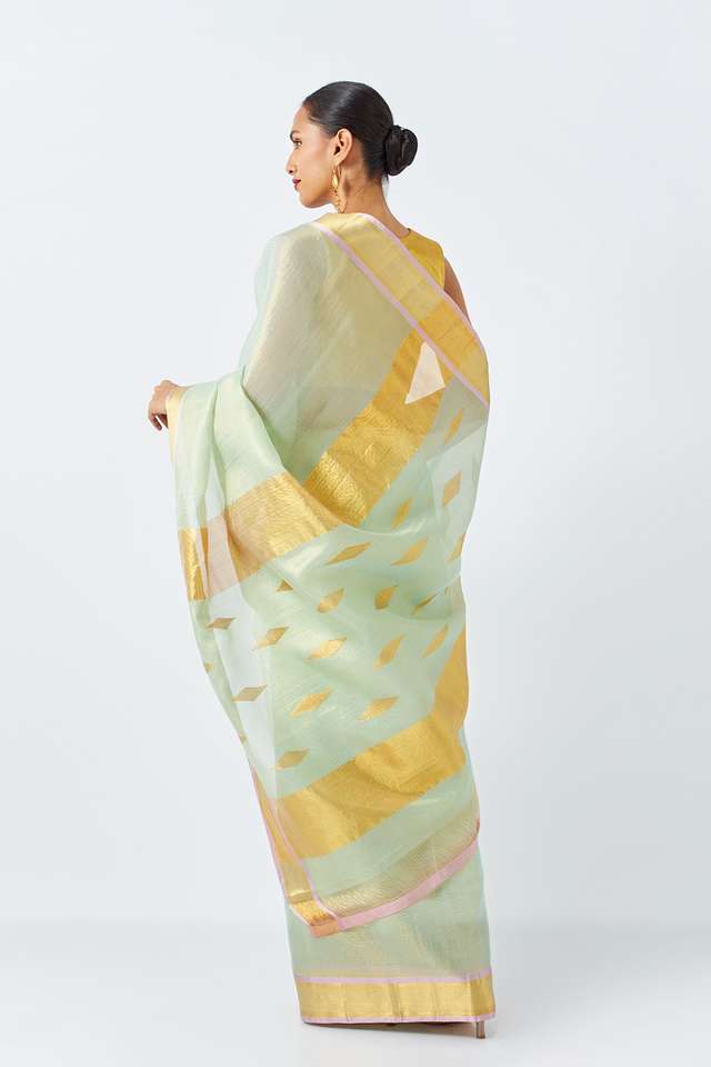Light Blue Pure Organza Kanjivaram Saree thumbnail image number null