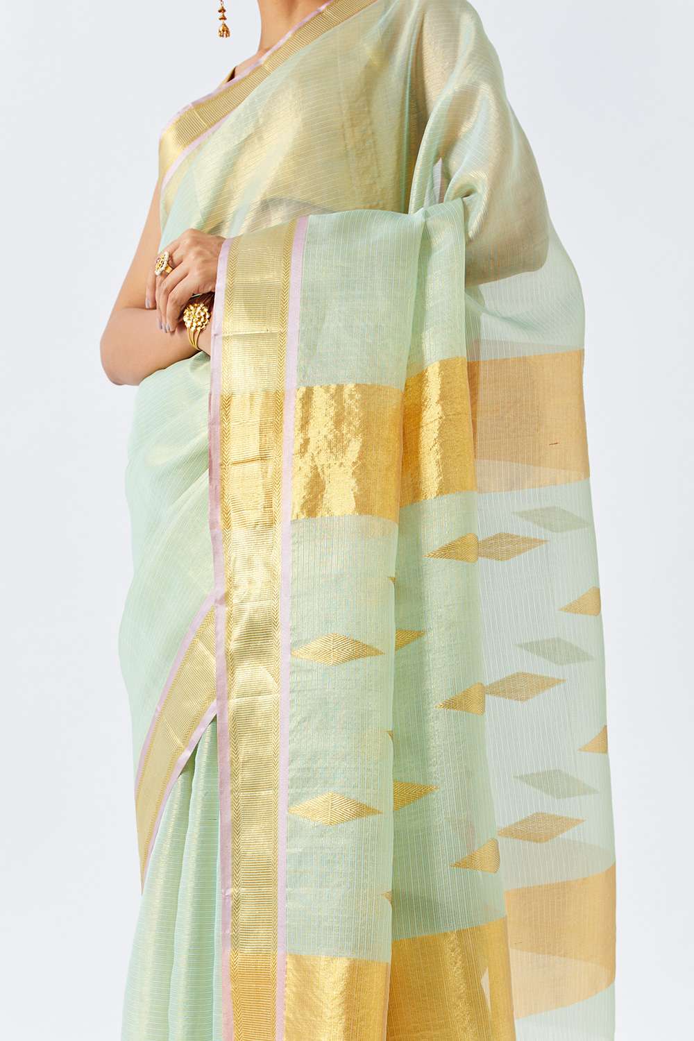 Light Blue Pure Organza Kanjivaram Saree image number null
