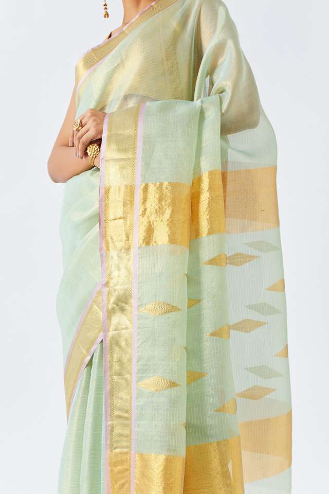 Light Blue Pure Organza Kanjivaram Saree thumbnail image number null