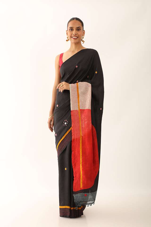 Grey Murshidabad Pure Silk Hand Painted Saree thumbnail image number null