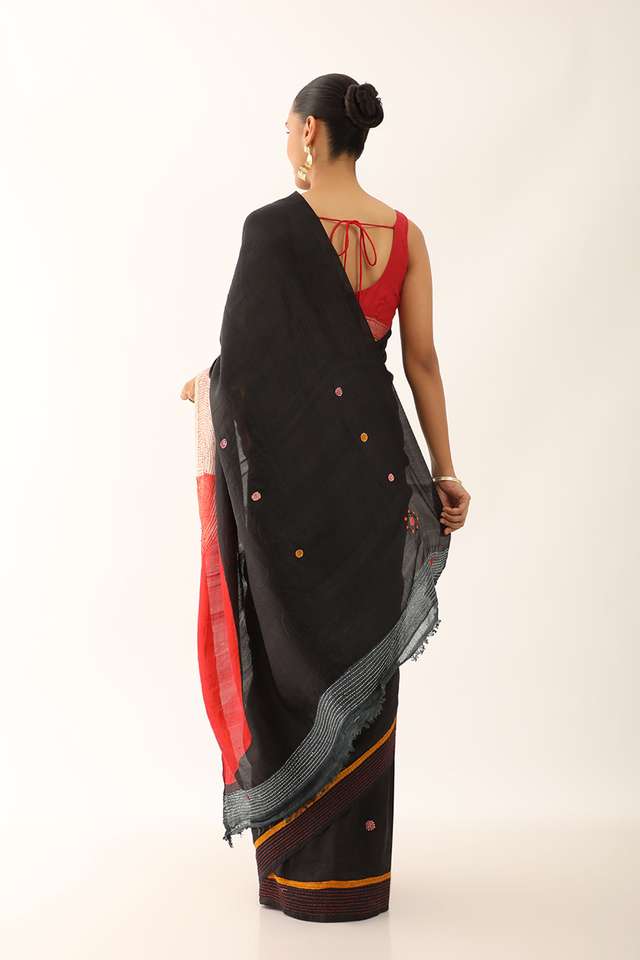 Grey Murshidabad Pure Silk Hand Painted Saree thumbnail image number null