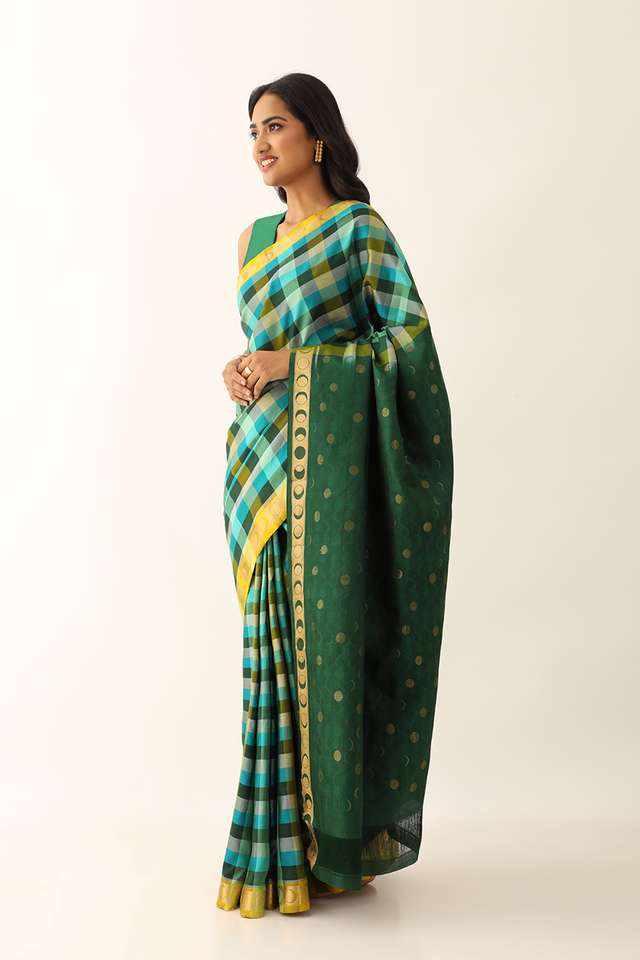 Green Pure Silk Woven South Saree thumbnail image number null
