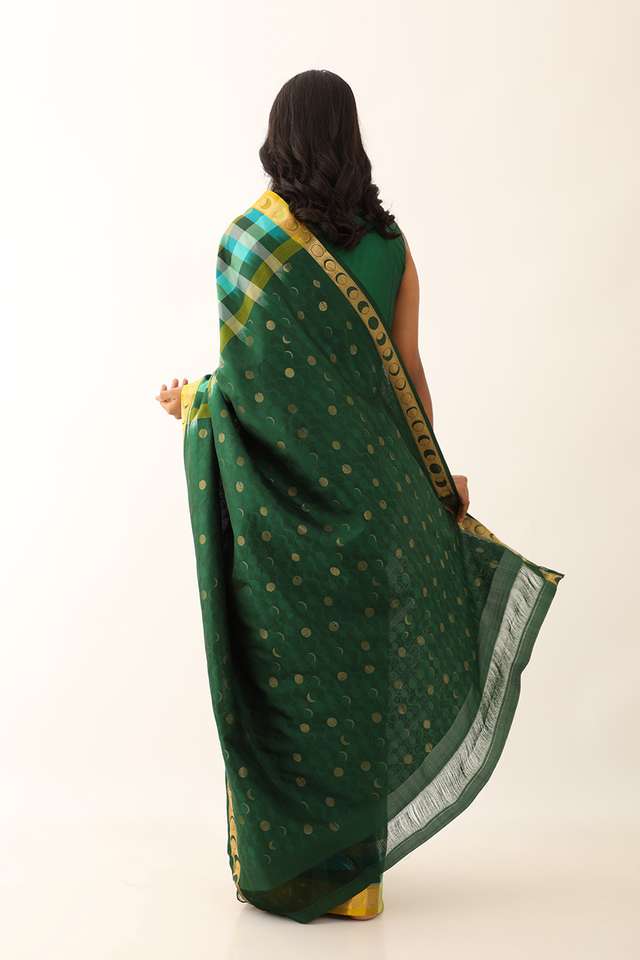 Green Pure Silk Woven South Saree thumbnail image number null