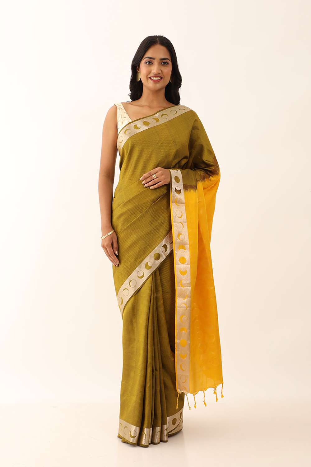 Yellow Pure Silk Woven South Saree image number null