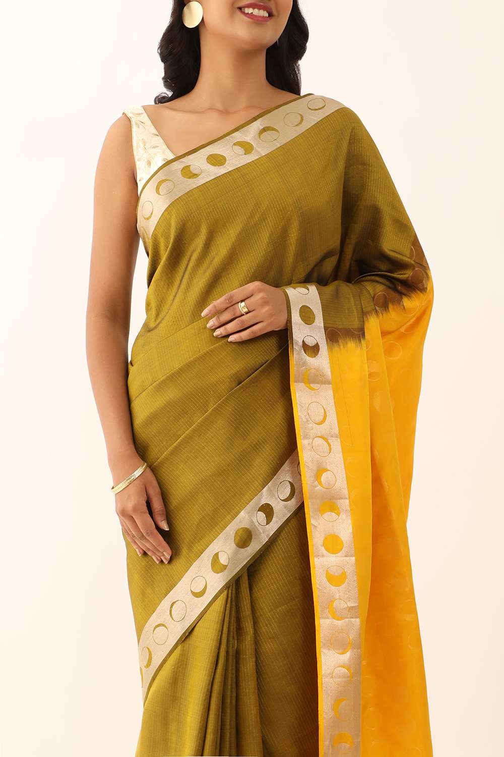Yellow Pure Silk Woven South Saree image number null