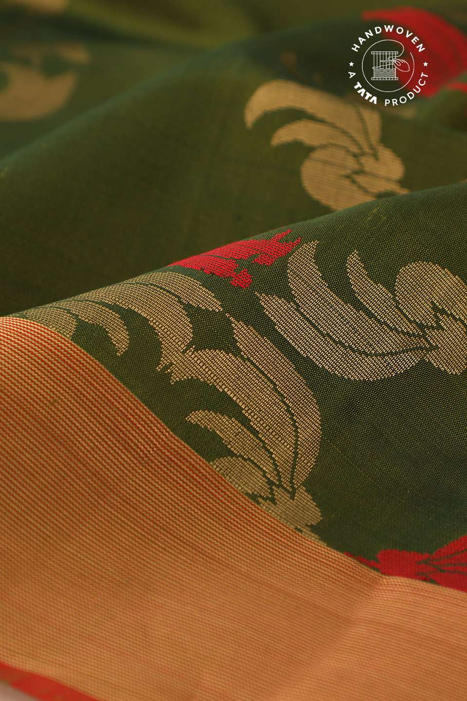 Dark Green Pure Silk Woven South Saree