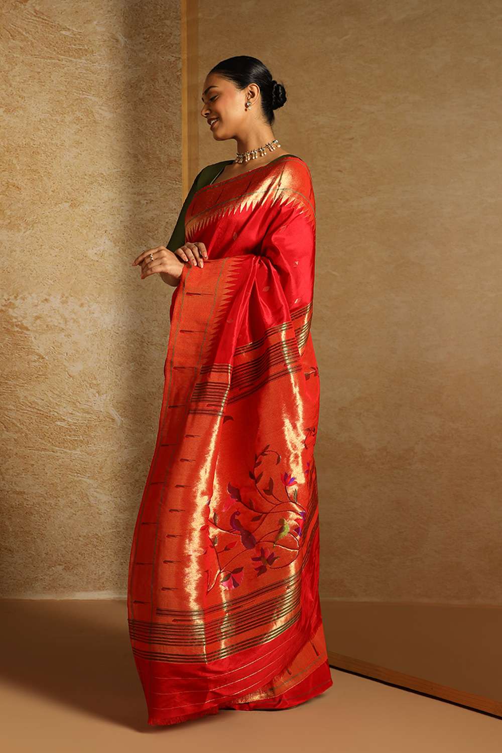 Red Pure Silk Paithani Saree image number null