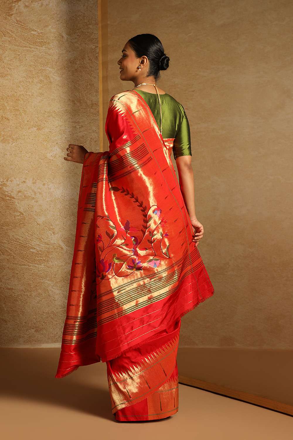 Red Pure Silk Paithani Saree image number null
