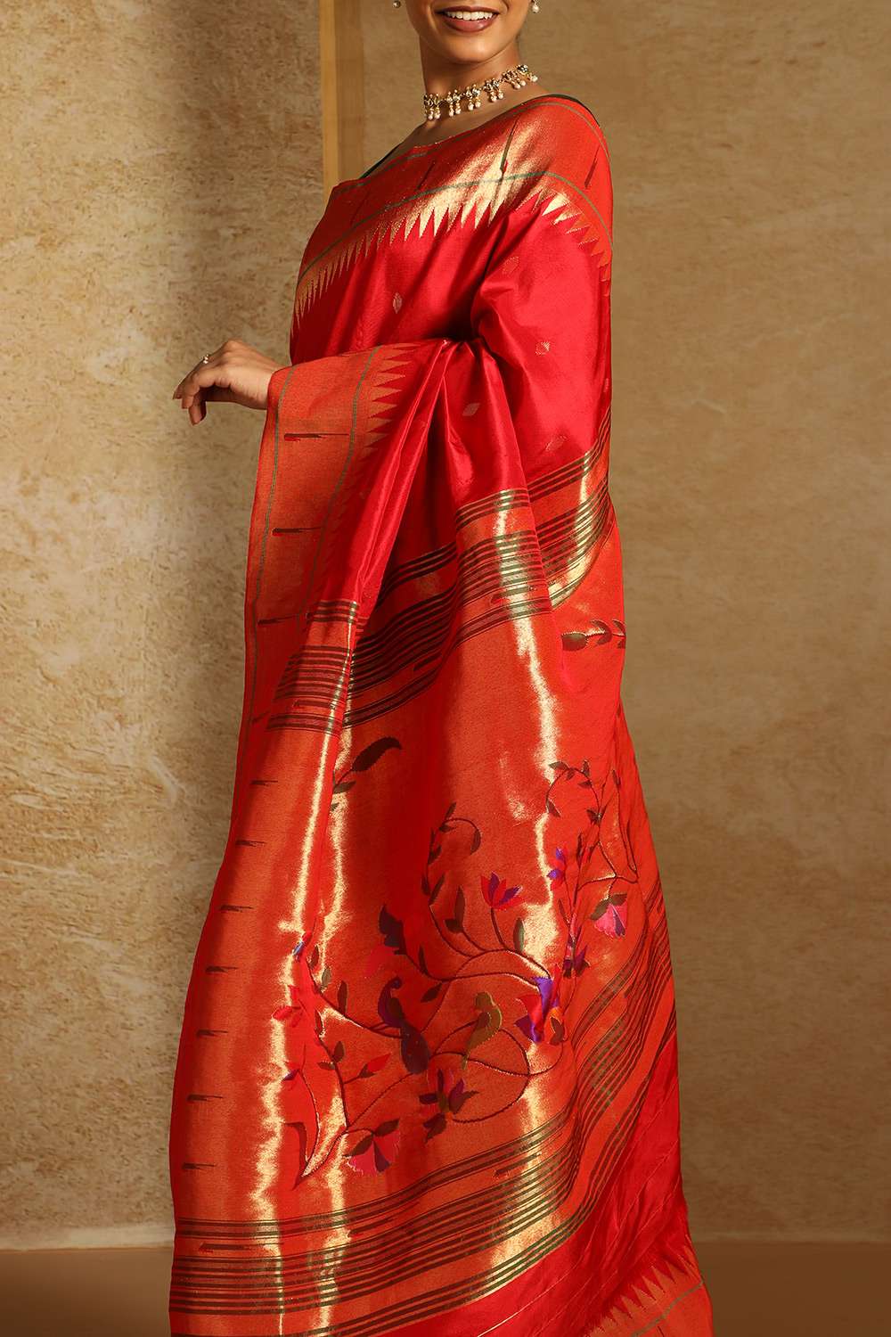 Red Pure Silk Paithani Saree image number null