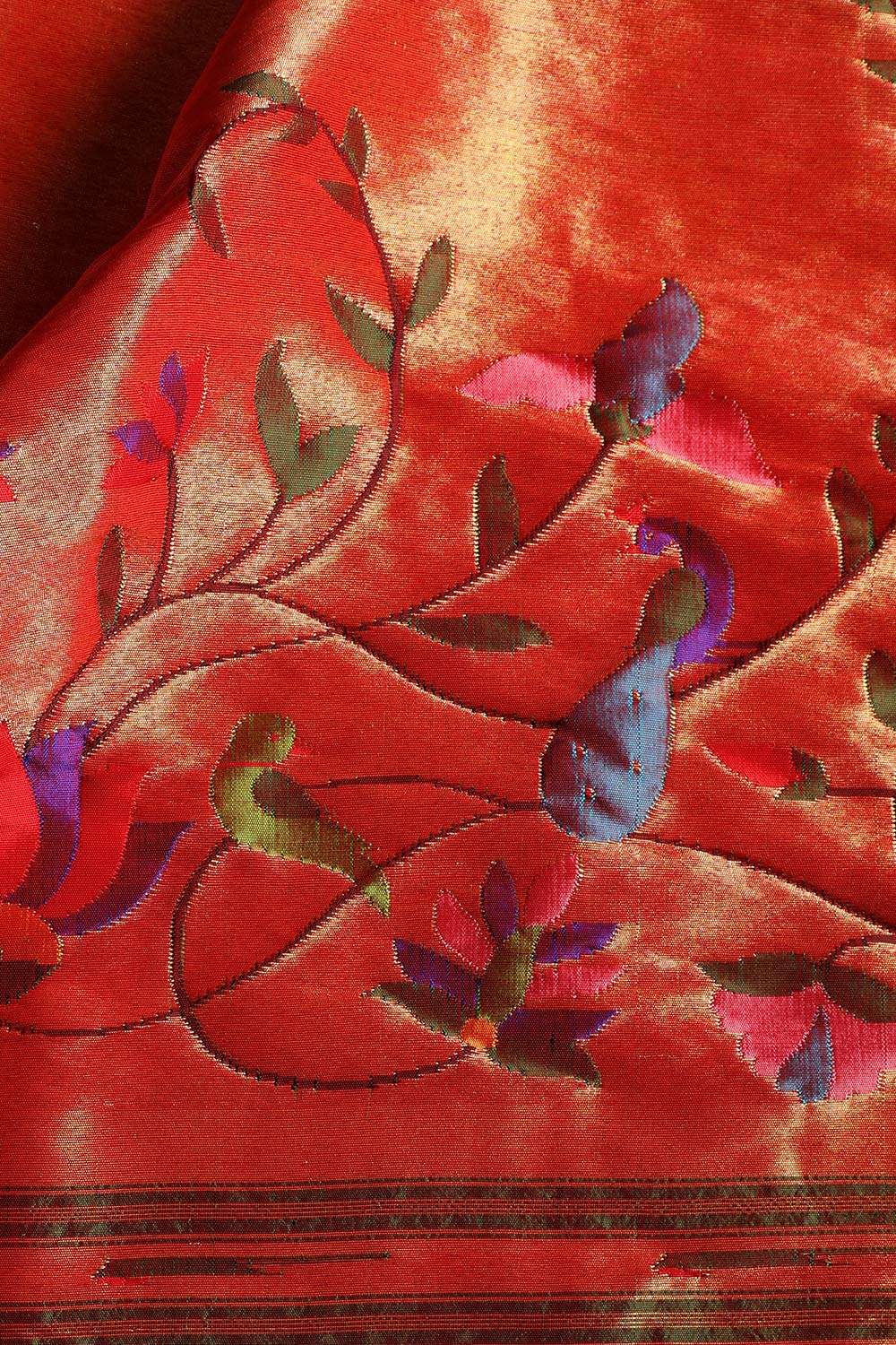Red Pure Silk Paithani Saree image number null