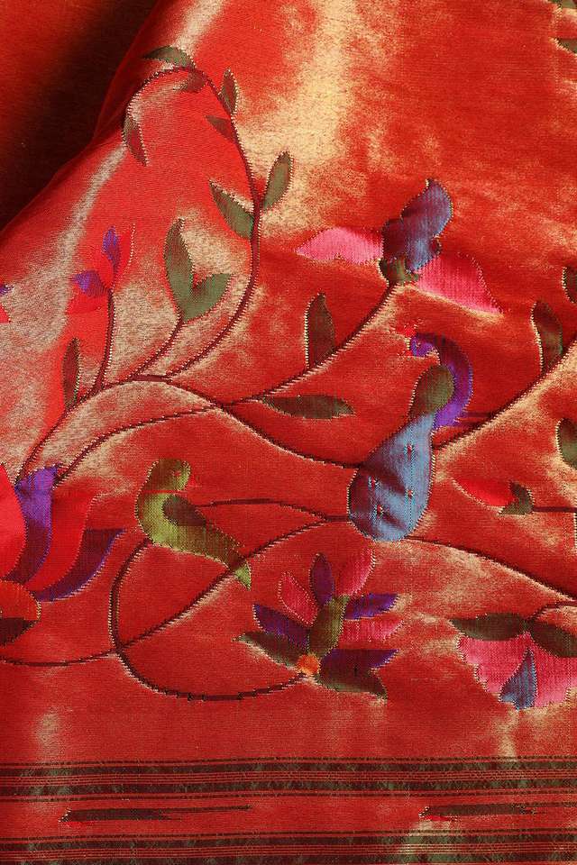 Red Pure Silk Paithani Saree thumbnail image number null